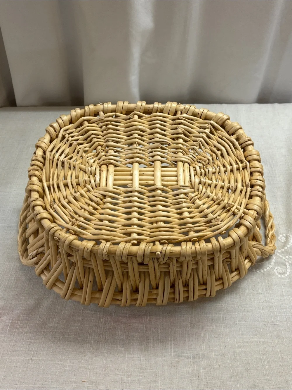 Wicker Basket with Handles - Natural Tan